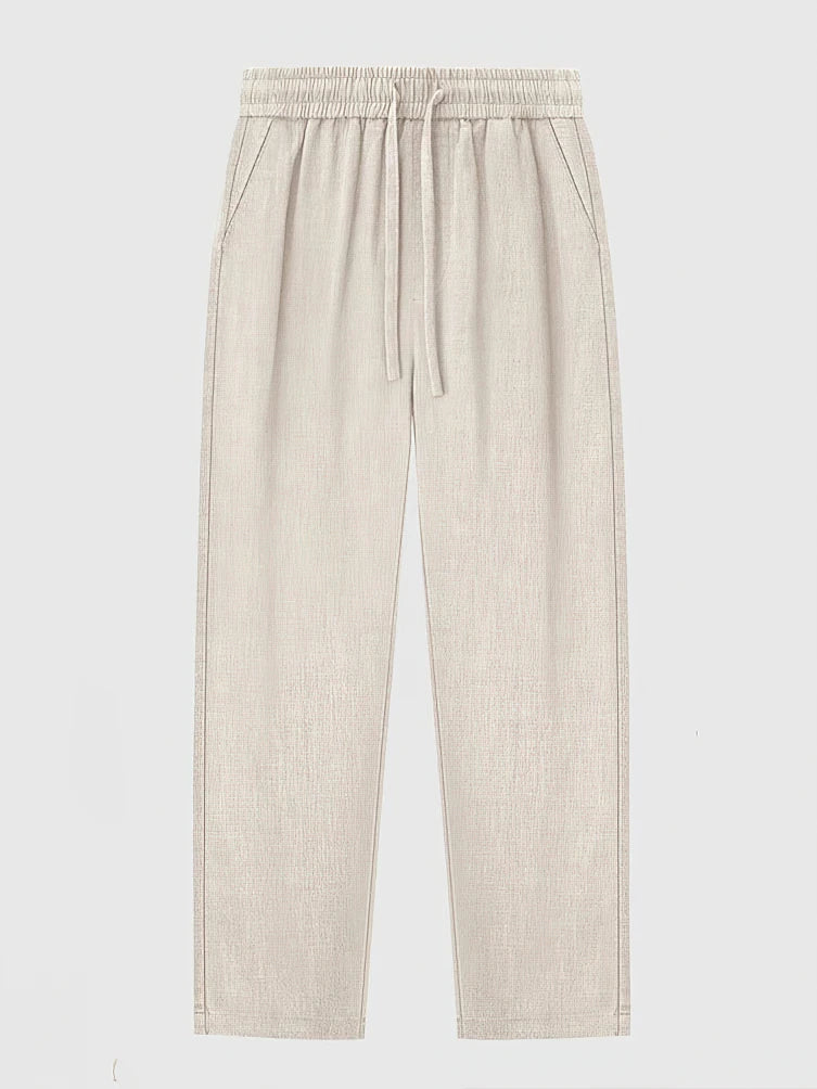 Straight Casual Cotton Linen Pants Men Wide Leg Lightweight Baggy Cotton Sweatpants Male Walking Jogger Trousers Work